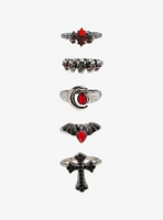 Social Collision Bat Cross Gothic Ring Set