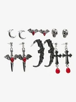 Social Collision Red Gem Bat Earring Set