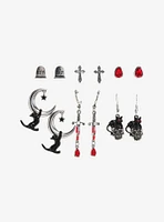 Social Collision Black Cat Skull Earring Set