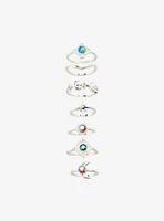 Cosmic Aura Opal Celestial Eye Stacking Ring Set