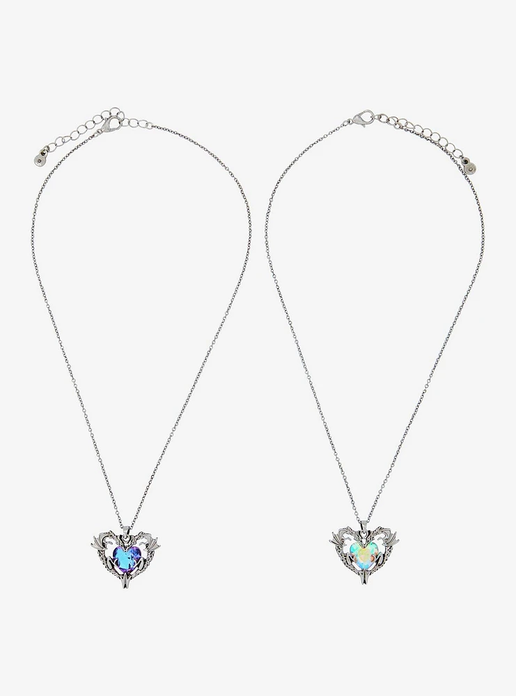 Thorn & Fable Heart Dragon Gem Best Friend Necklace Set