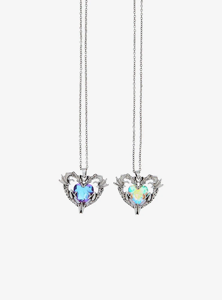 Thorn & Fable Heart Dragon Gem Best Friend Necklace Set