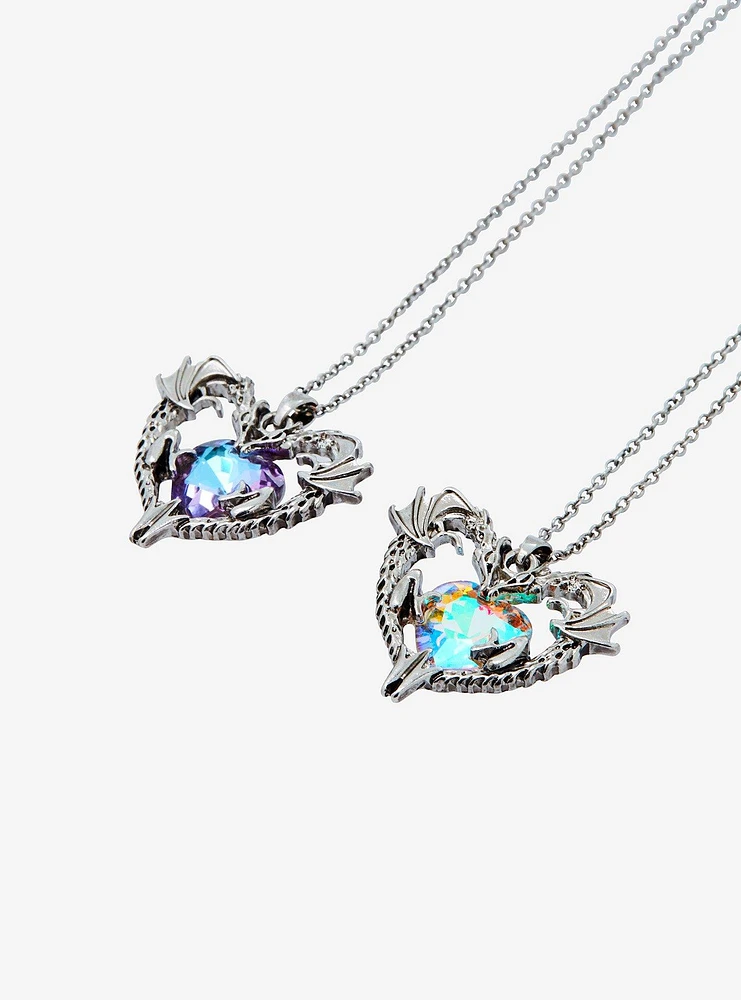 Thorn & Fable Heart Dragon Gem Best Friend Necklace Set