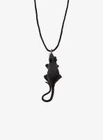 Black & Grey Rat Figural Best Friend Cord Necklace Set