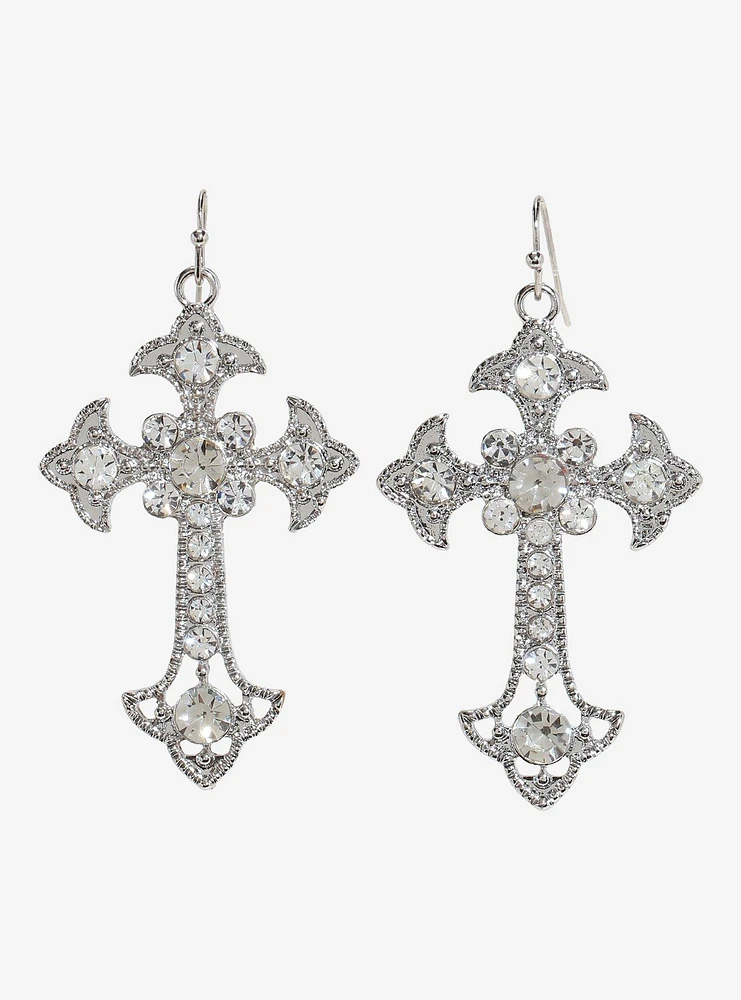 Social Collision Bling Cross Drop Earrings