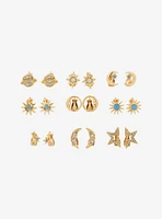 Cosmic Aura Gold Celestial Clip-On Earring Set