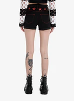 Black & Red Star Denim Shorts