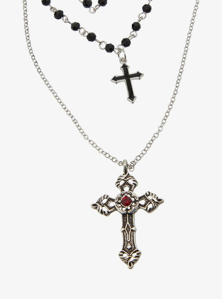 Social Collision Spike Cross Necklace Set