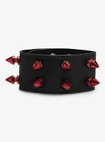 Social Collision Black & Red Spike Cuff Bracelet