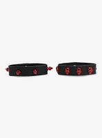 Social Collision Red Spike & Skull Cuff Bracelet Set