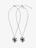 Social Collision Heart Spiderweb Best Friend Necklace Set