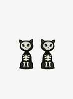 Social Collision Cat Skeleton Glow-In-The-Dark Front/Back Earrings