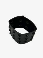 Black Spike Faux Leather Bracelet Cuff