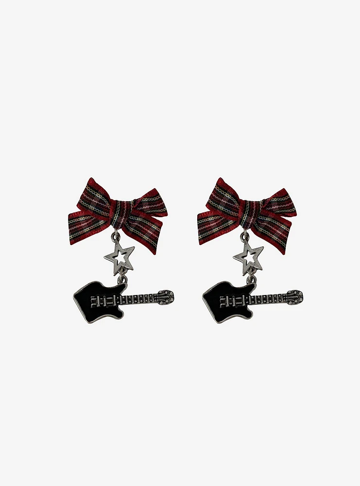 Social Collision Electric Guitar & Bow Drop Earrings