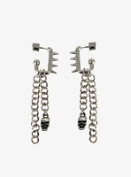 Social Collision Spikes & Skulls Chain Drop Earrings