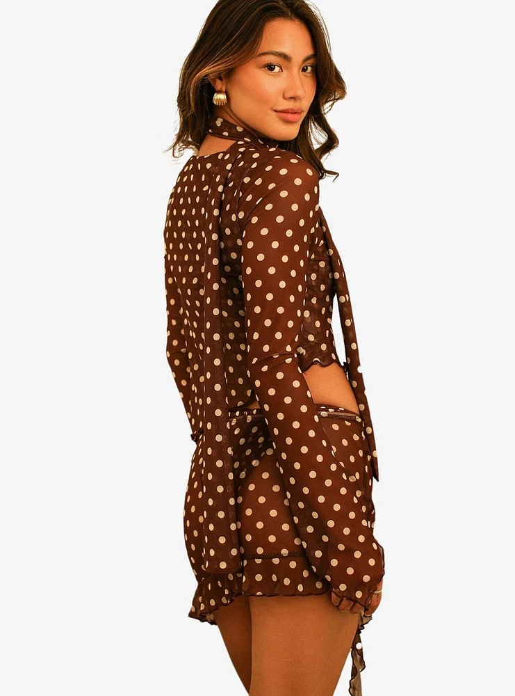 Dippin' Daisy's Love Story Swim Cover-Up Set Dotted Brown