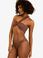Dippin' Daisy's Charlie Cheeky Swim Bottom Dotted Brown