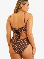 Dippin' Daisy's Saltwater Thigh High Swim One Piece Dotted Brown