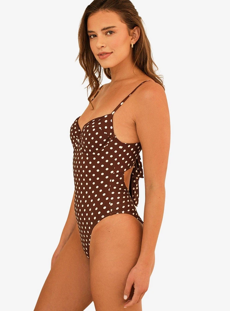 Dippin' Daisy's Saltwater Thigh High Swim One Piece Dotted Brown