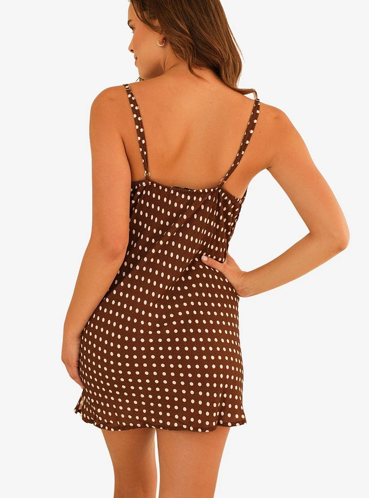 Dippin' Daisy's Adore You Mini Cowl Dress Dotted Brown