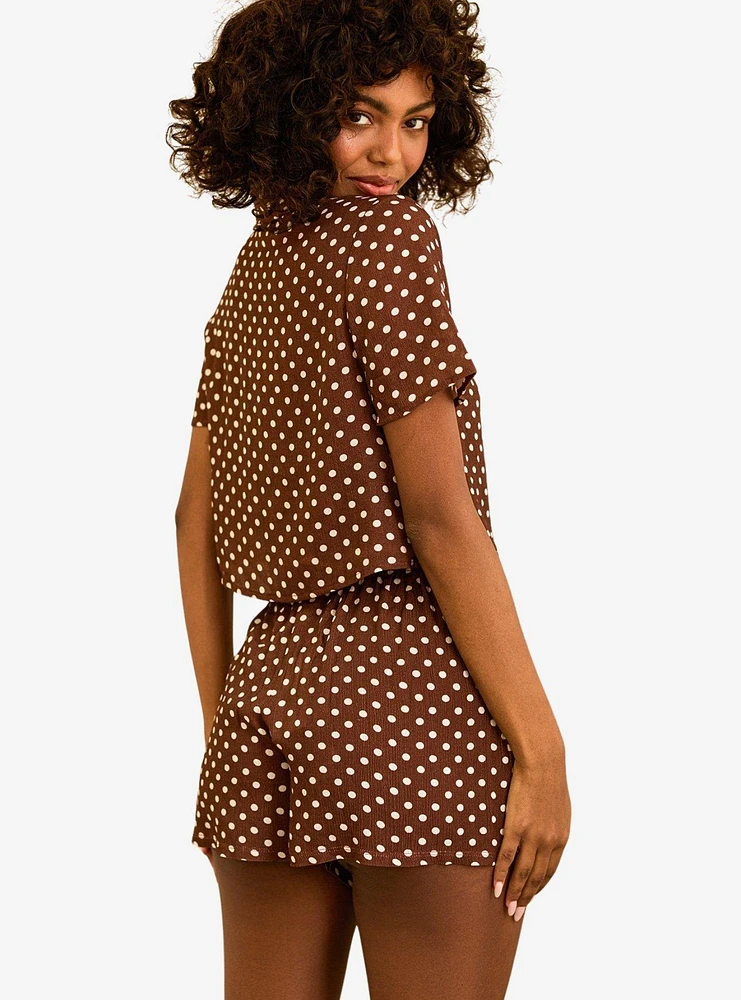 Dippin' Daisy's Slumber Party Pajama Set Dotted Brown