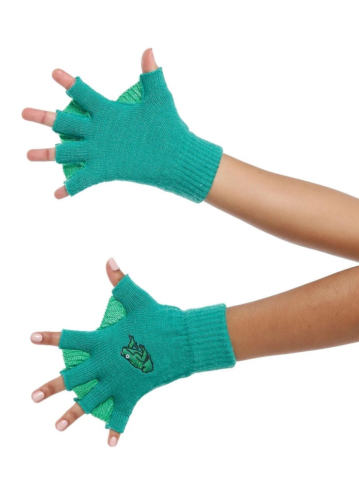 Frog Green Webbed Fingerless Gloves