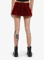 Red Velvet Pleated Micro Skort