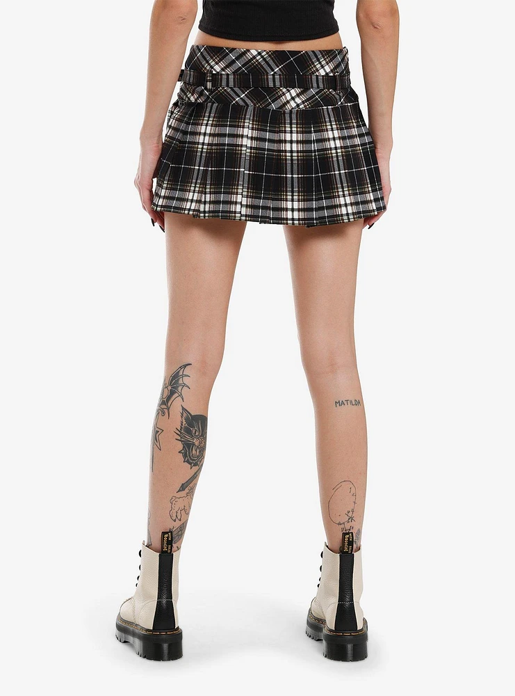 Black & Brown Plaid Pleated Skort