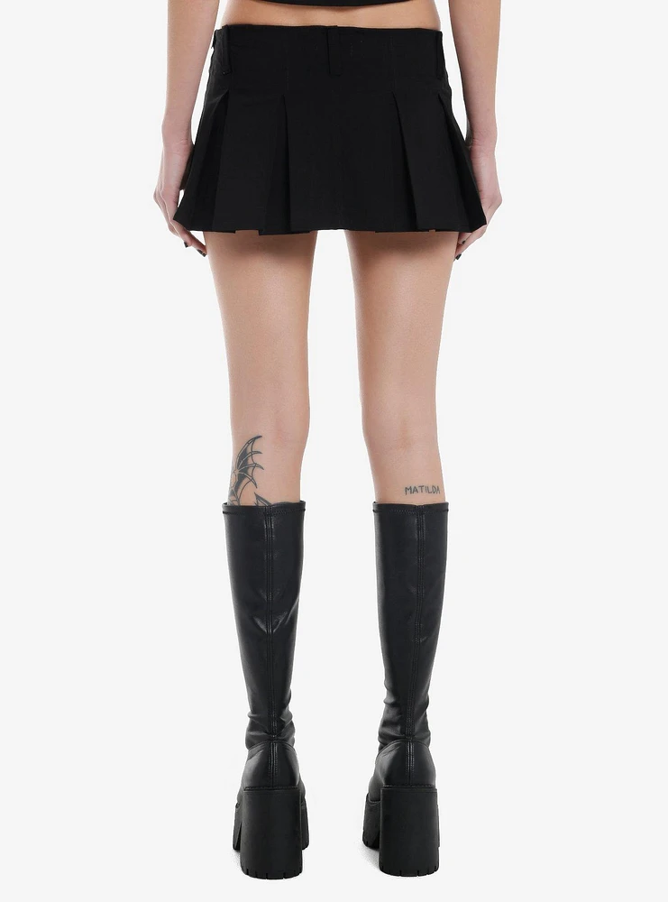 Black Pleated Micro Skort