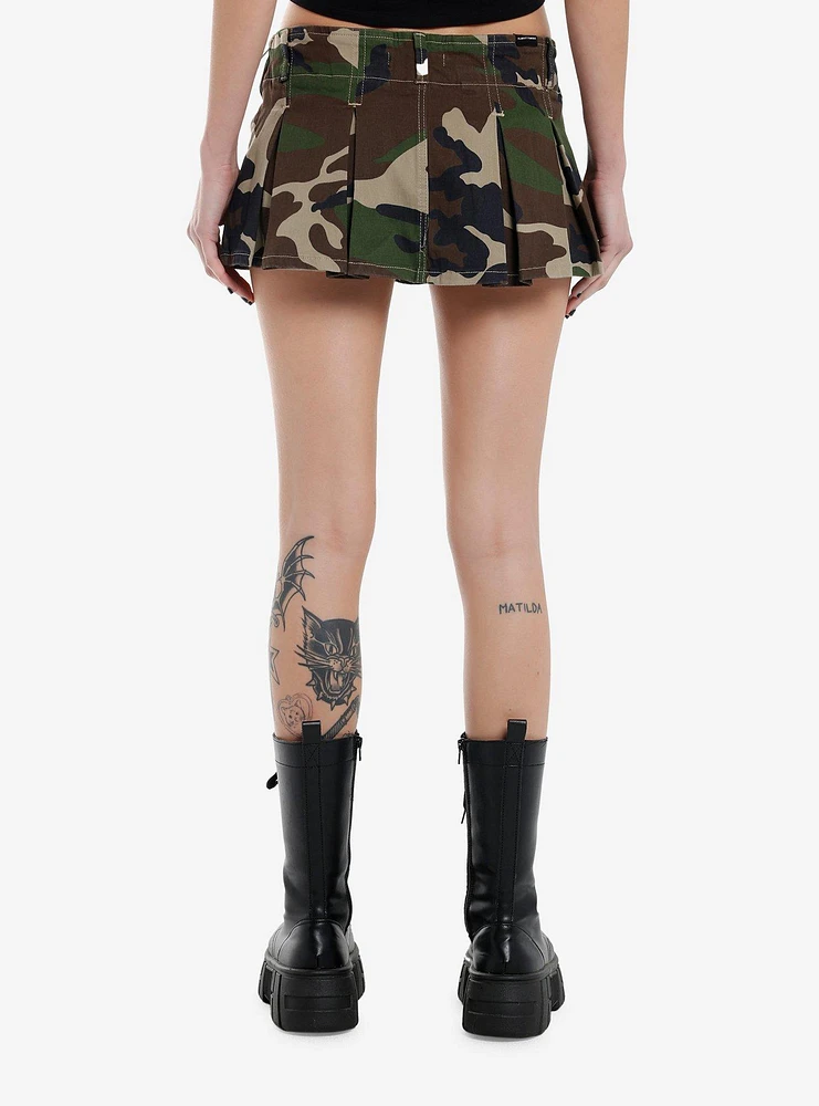 Camo Pleated Micro Skort