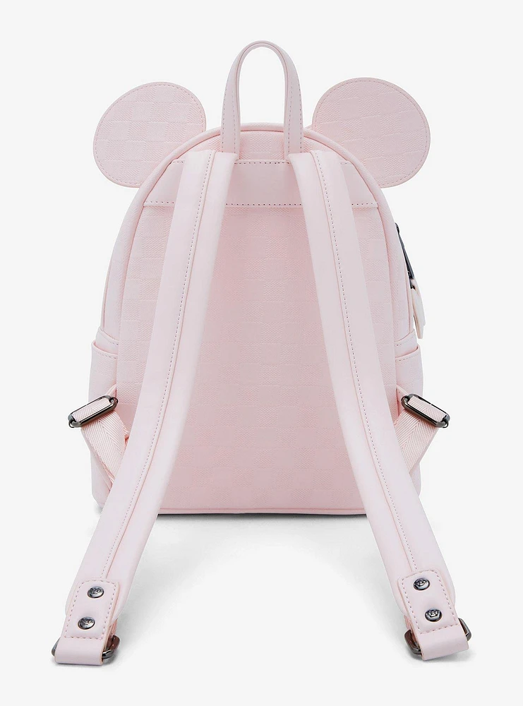 Loungefly Disney Minnie Mouse Light Pink Checkered Figural Mini Backpack