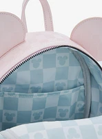 Loungefly Disney Minnie Mouse Light Pink Checkered Figural Mini Backpack