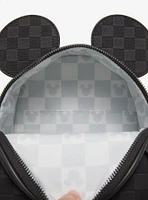 Loungefly Disney Mickey Mouse Black Checkered Figural Convertible Crossbody Bag