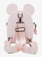 Loungefly Disney Minnie Mouse Light Pink Checkered Figural Convertible Crossbody Bag