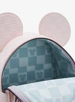 Loungefly Disney Minnie Mouse Light Pink Checkered Figural Convertible Crossbody Bag