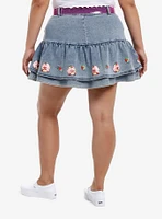 Strawberry Shortcake Pleated Denim Skirt With Belt Plus