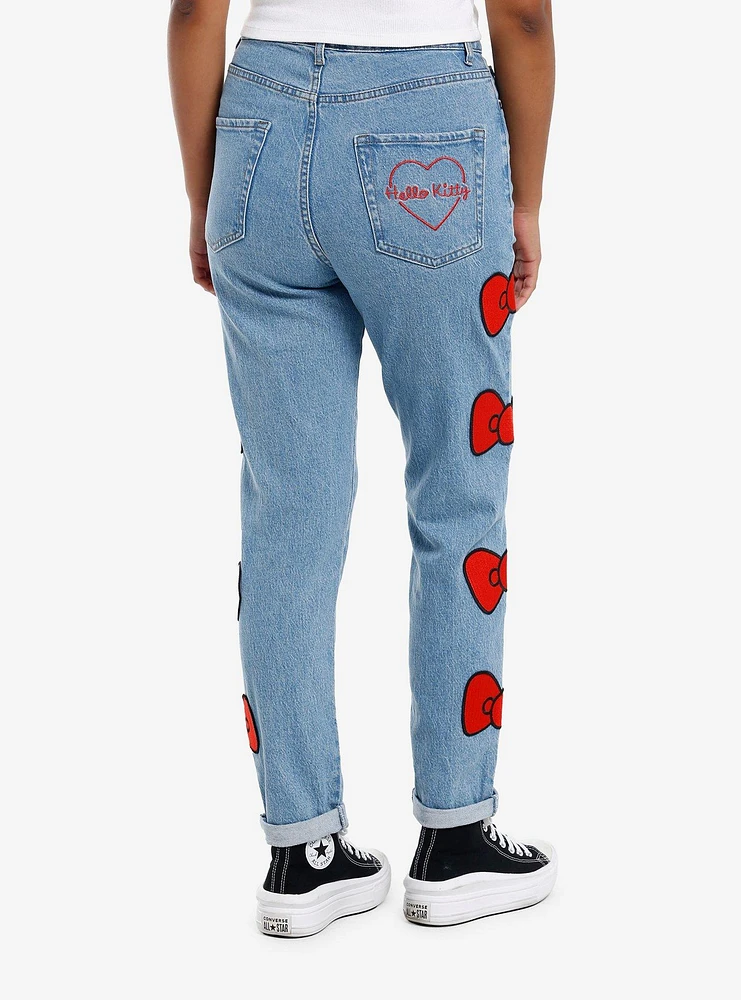 Hello Kitty Red Bow & Rhinestone Mom Jeans