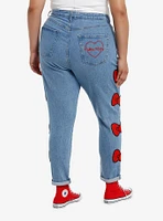 Hello Kitty Red Bow & Rhinestone Mom Jeans Plus