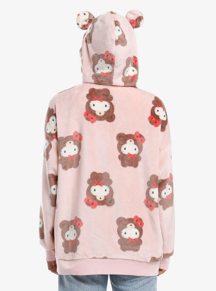 Hello Kitty Latte Bear Fuzzy Girls Hoodie