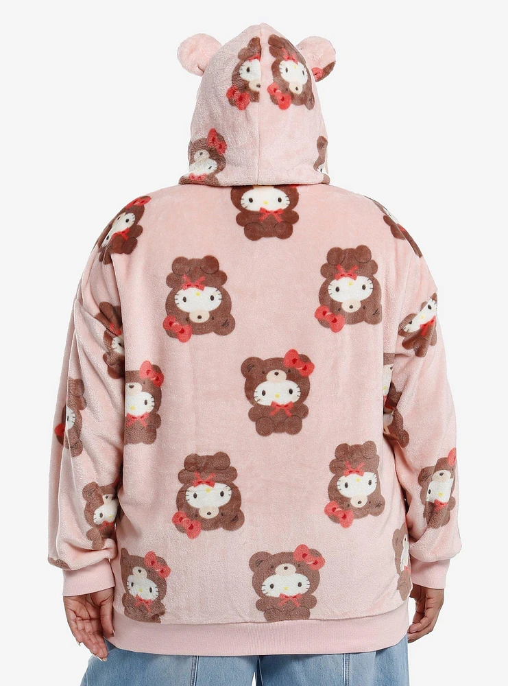 Hello Kitty Latte Bear Fuzzy Girls Hoodie Plus