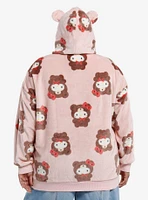 Hello Kitty Latte Bear Fuzzy Girls Hoodie Plus