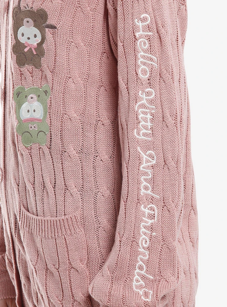 Hello Kitty And Friends Latte Bear Cable Knit Girls Cardigan