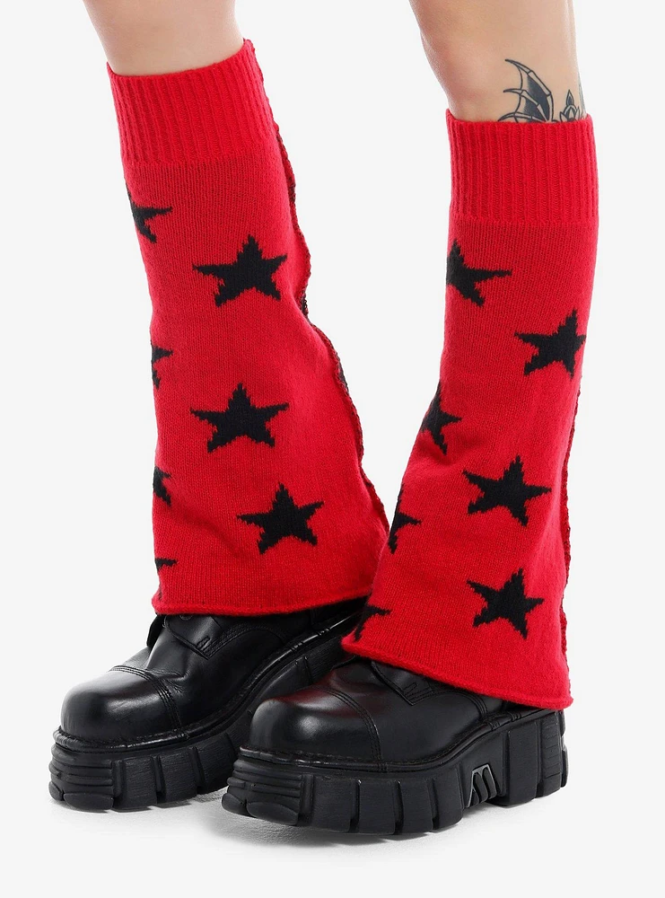 Red & Black Star Flared Leg Warmers