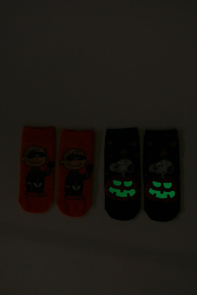 Peanuts Snoopy & Charlie Brown Halloween No-Show Socks 2 Pair