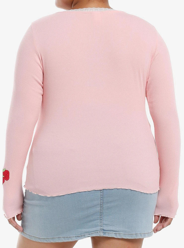 Strawberry Shortcake Embroidered Girls Long-Sleeve Top Plus