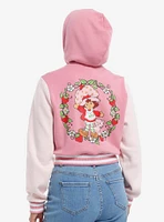 Strawberry Shortcake Pink Hooded Girls Varsity Jacket