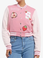 Strawberry Shortcake Pink Hooded Girls Varsity Jacket