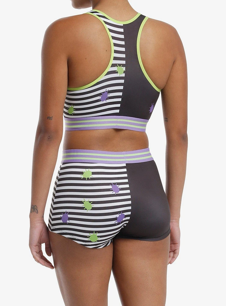 Beetlejuice Split Stripe Bra & Boyshort Panty Set