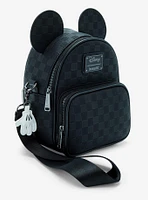 Loungefly Disney Mickey Mouse Tonal Checkered Ears Convertible Crossbody Bag