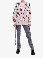 Hello Kitty Face Bow Girls Hooded Cardigan